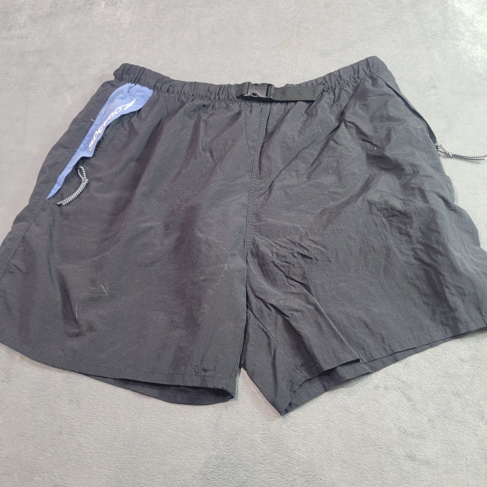 Speedo Swim Trunks Mens XXL Black Blue Nylon Mesh Lined Buckle Waist Athletic